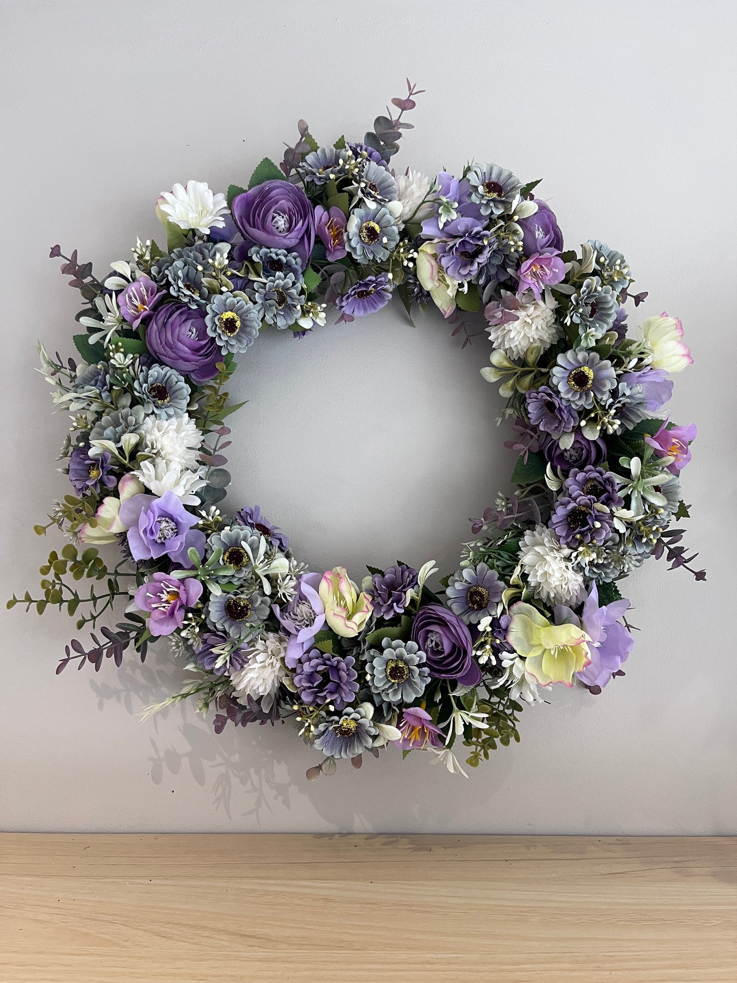 Violet Whisper - Handmade Artificial Wreath with FREE personalised hanger image 1