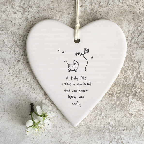 Porcelain 'A Baby Fills...' Ceramic Hanging Heart image 0