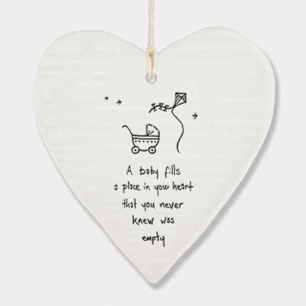 Porcelain 'A Baby Fills...' Ceramic Hanging Heart image 2