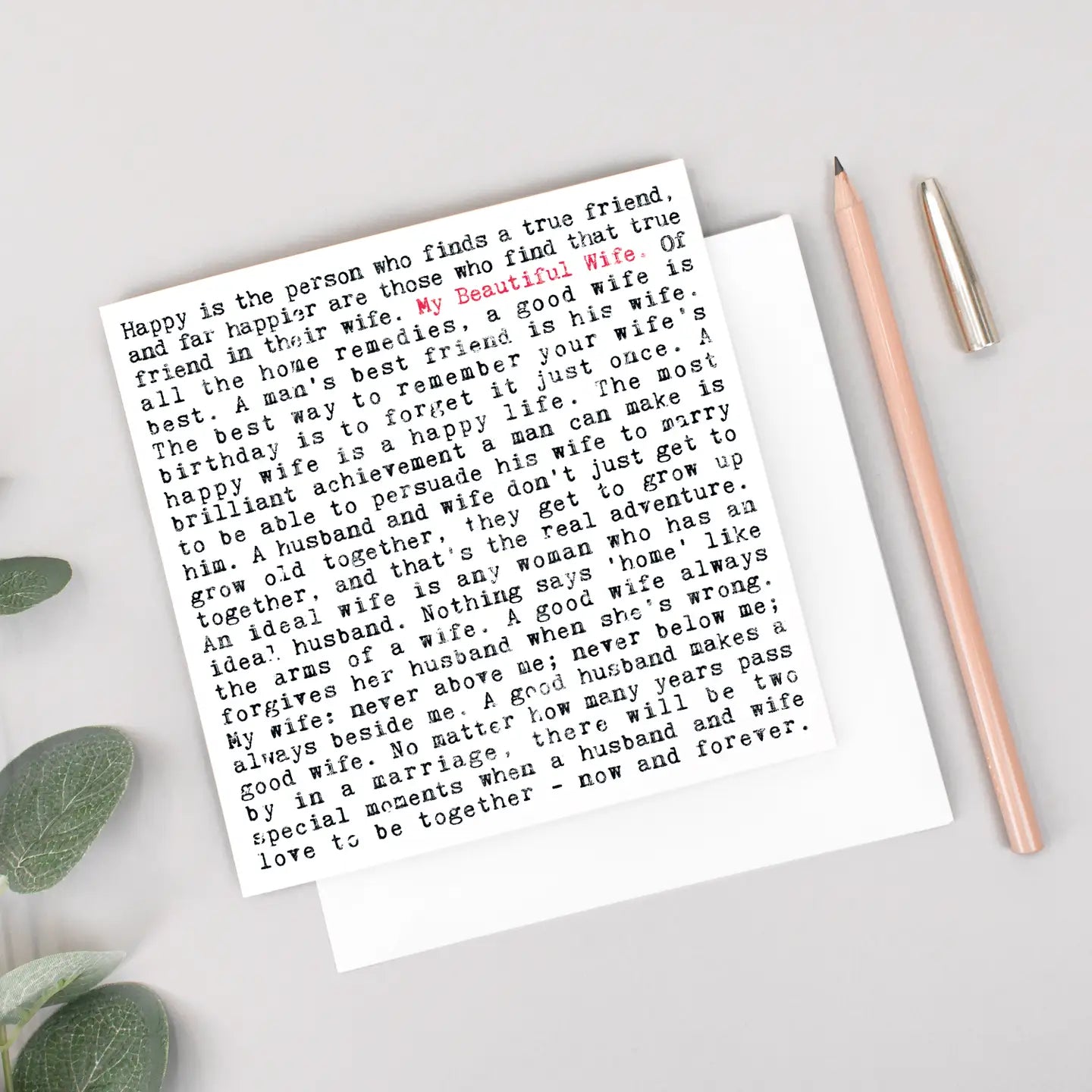 Beautiful Wife Quote Card image 0