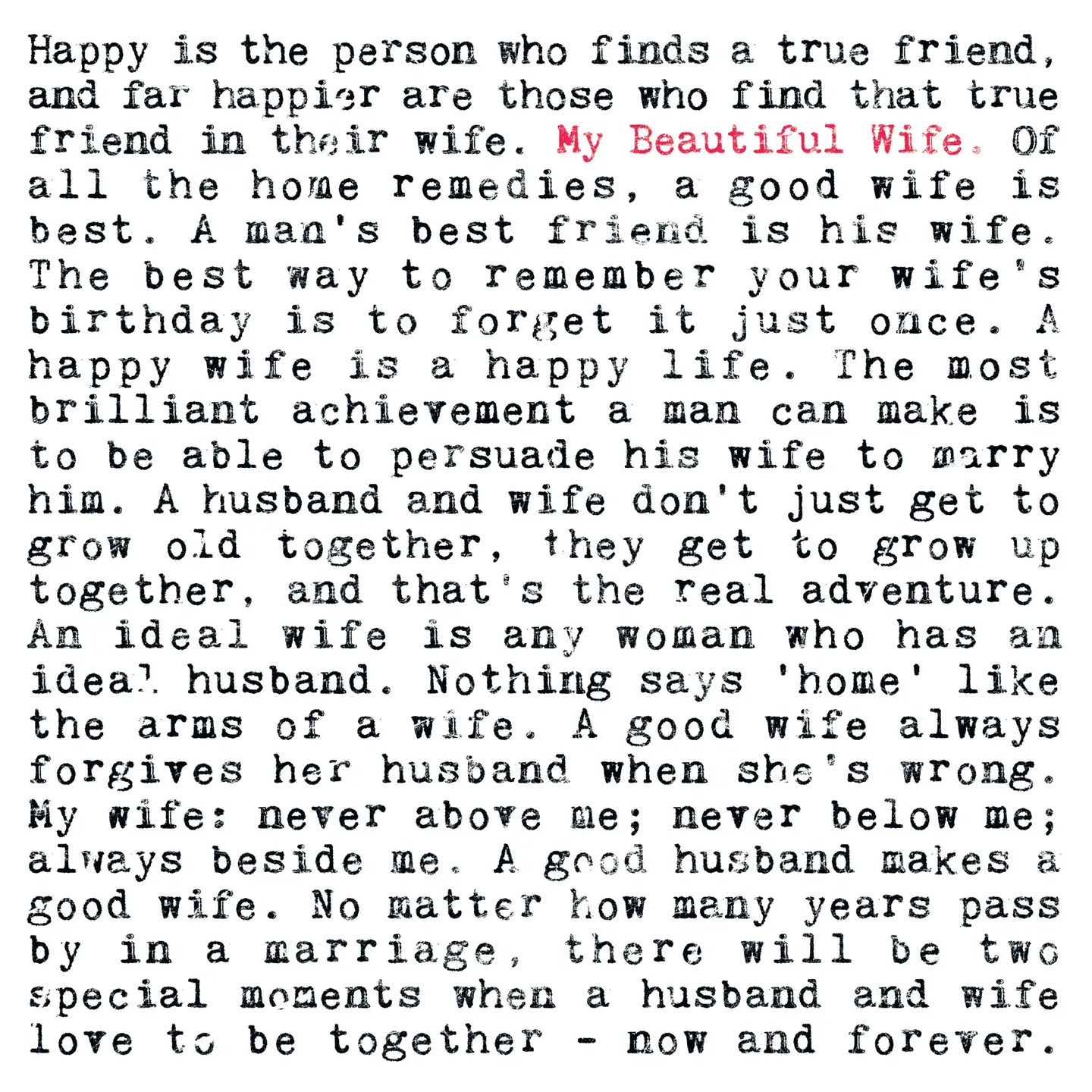 Beautiful Wife Quote Card image 1