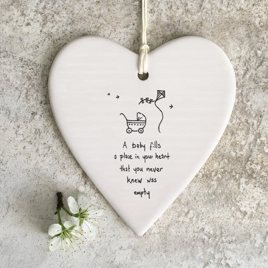 Porcelain 'A Baby Fills...' Ceramic Hanging Heart image 0