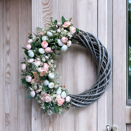 Friendship - Handmade Rattan Half Moon Wreath with FREE personalised hanger
