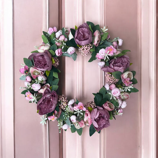 English Blush - Handmade Artificial Wreath with FREE personalised hanger
