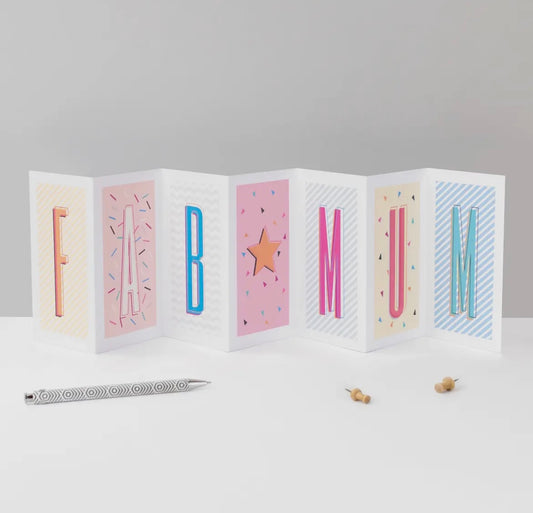 ‘Fab Mum’ Fold out card - Mother’s Day/Birthday image 0