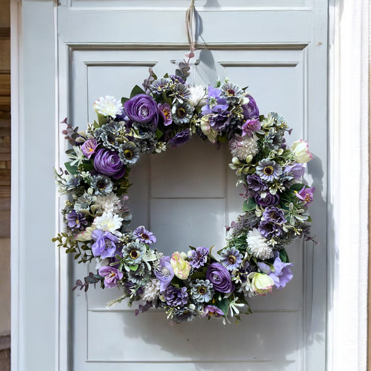 Violet Whisper - Handmade Artificial Wreath with FREE personalised hanger image 0